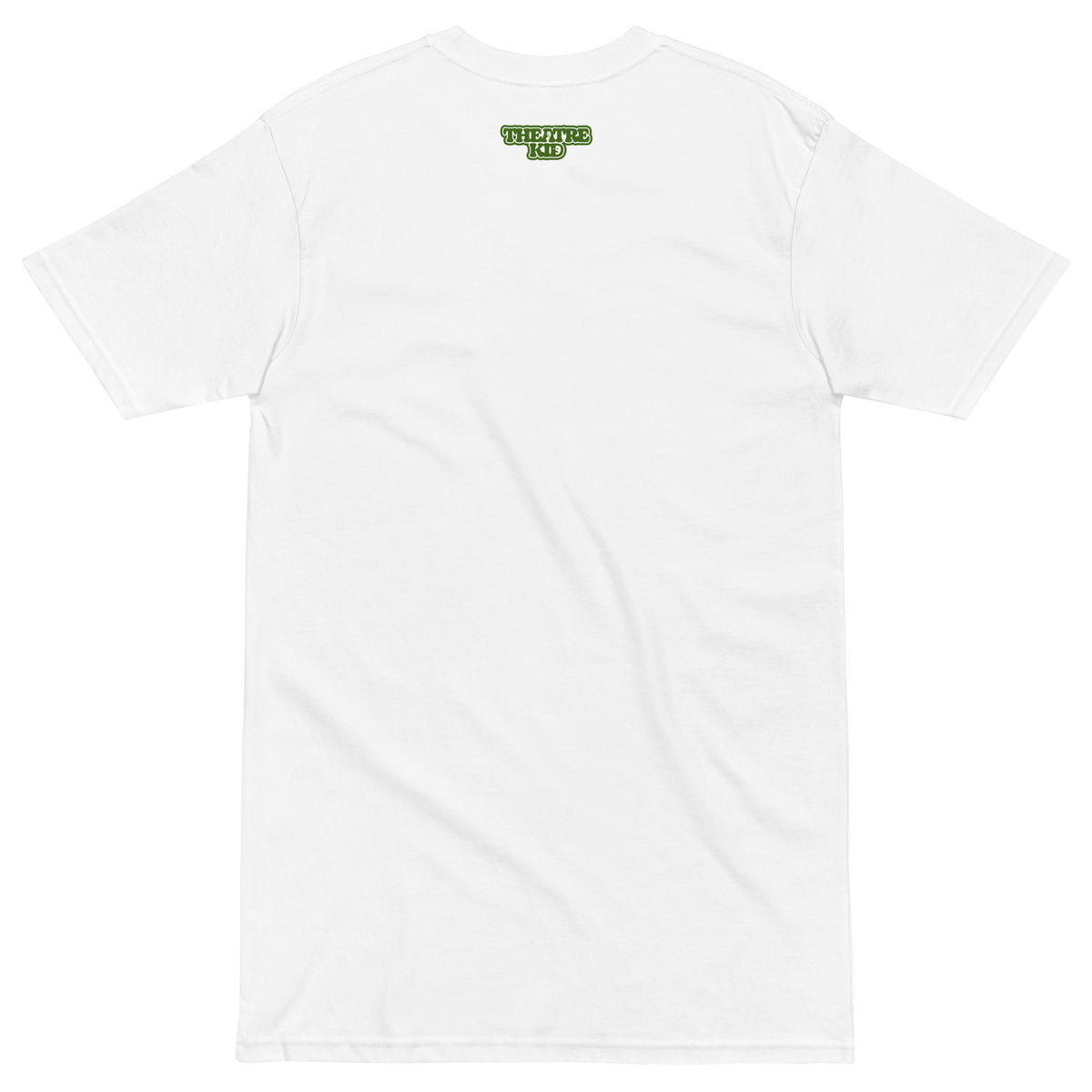 White Theatre Kid Oh Shiz heavyweight t-shirt back view