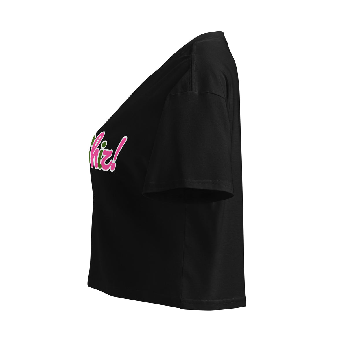 Black Oh Shiz women's crop top side view